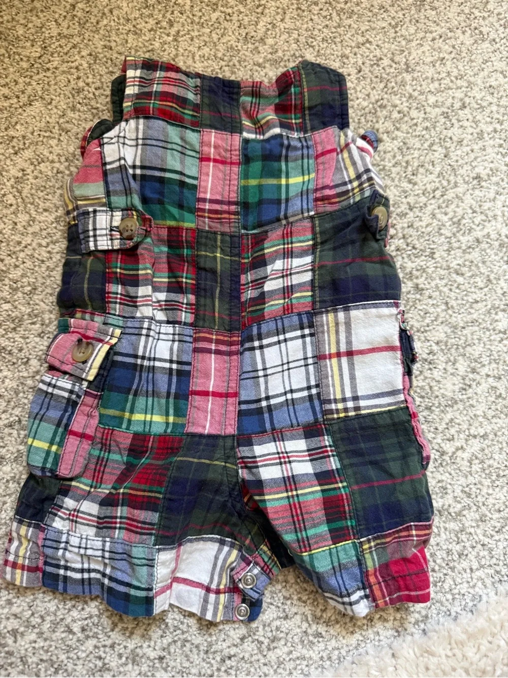 Ralph Lauren Multicolor Plaid Patchwork Romper